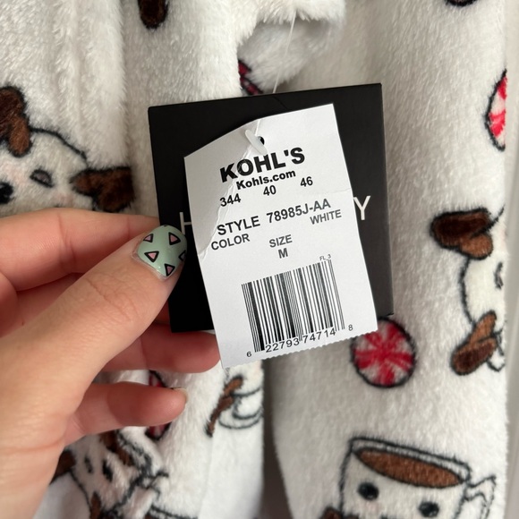 Cute White Hoodie with Hot Cocoa & Peppermint Print - Picture 2 of 4